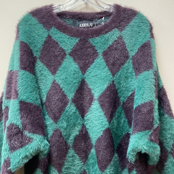 New Men’s AJOBYAJO Harlequin Check Crew Neck Sweater!!🔥🔥🔥 - Picture 7 of 16